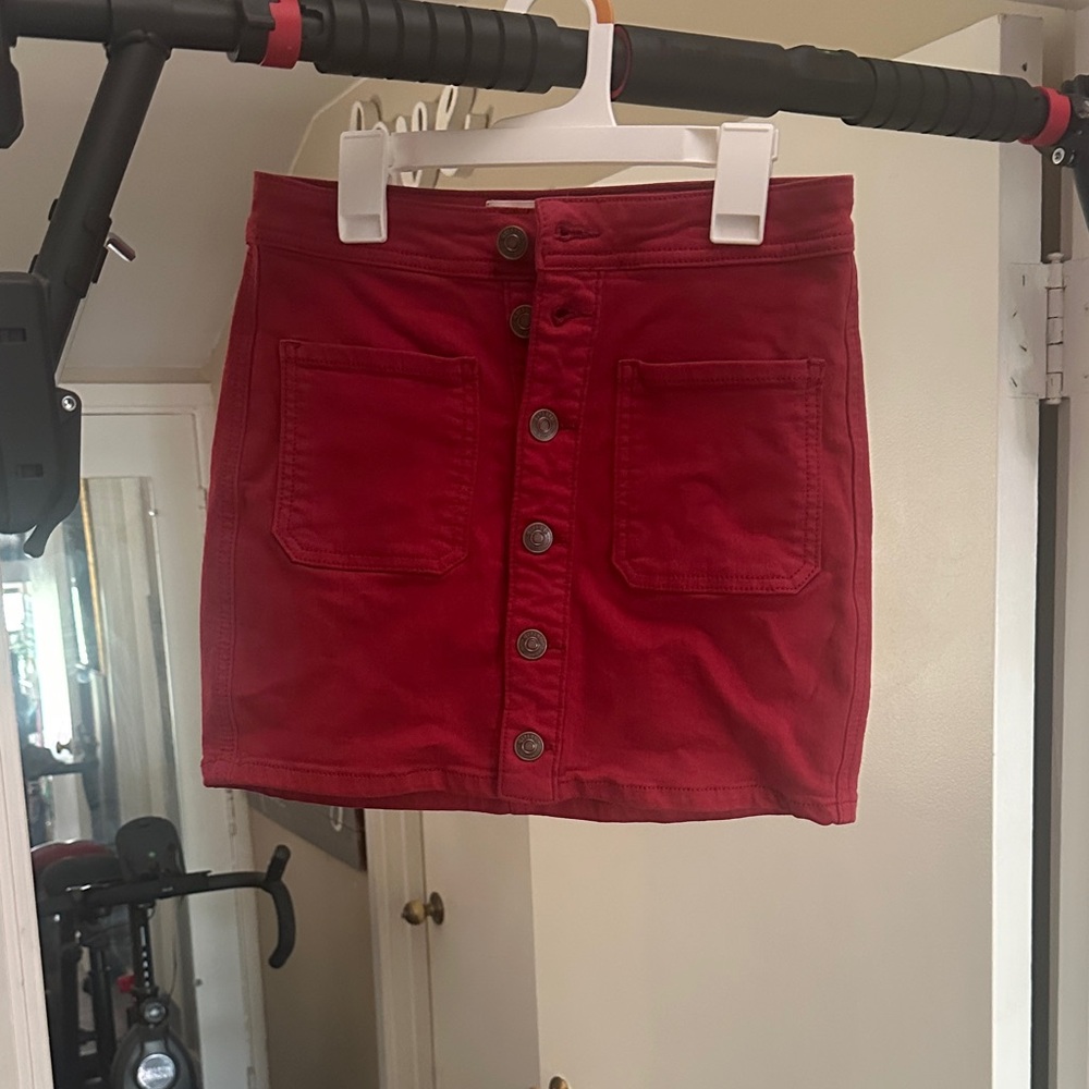 Red Jean Skirt